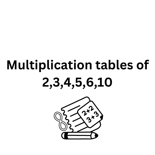 Multiplication tables of 2,3,4,5,6,10